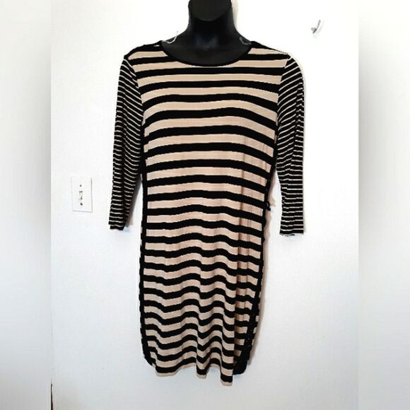 Spense black and tan striped dress - Picture 1 of 7